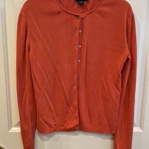 2 Pc Set Shell & Cardigan, Sz M, Coral, 100% Silk